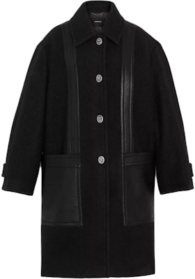 (Women) COACH Single-Breasted Mid-Length Coat Black Colorblock Design CF054-BLK Buy (Women) COACH Single-Breasted Mid-Length Coat Black Colorblock Design CF054-BLK