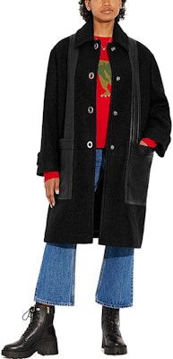 (Women) COACH Single-Breasted Mid-Length Coat Black Colorblock Design CF054-BLK Lookbook (Women) COACH Single-Breasted Mid-Length Coat Black Colorblock Design CF054-BLK