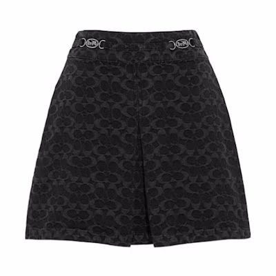 (Women) COACH Solid A-Line Skirt - Black CG588-BLK