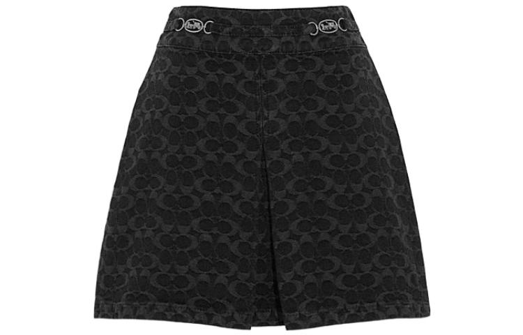 Order (W) COACH Skirt A-Line Hitam Solid CG588-BLK