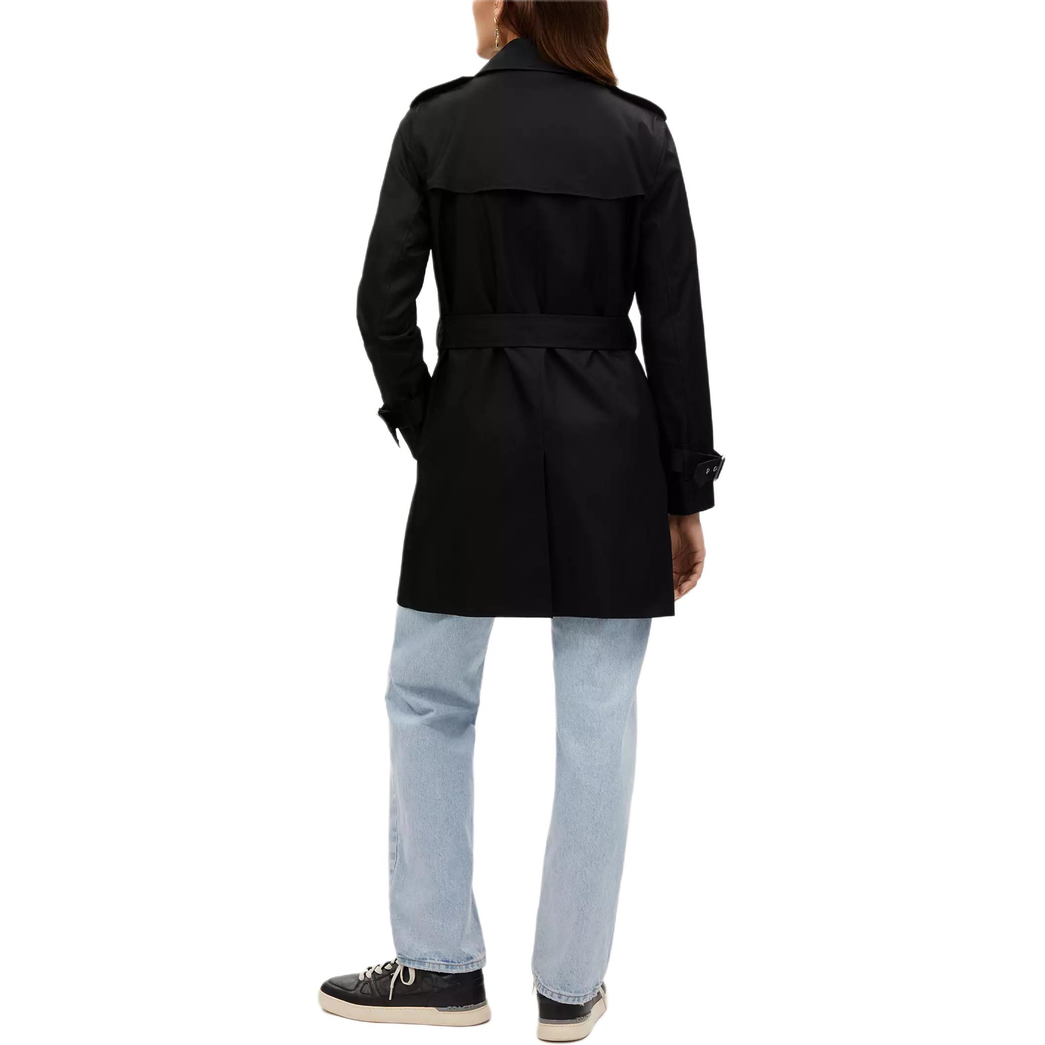 Shop (W) COACH 黑色雙排扣長款風衣 CR116-BLK