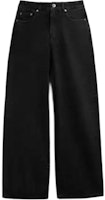 (Women) COACH Solid Color Black Denim Jeans with Zipper and Button Details CW920-BLK (Women) COACH Solid Color Black Denim Jeans with Zipper and Button Details CW920-BLK