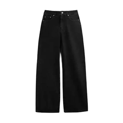 (Women) COACH Solid Color Black Denim Jeans with Zipper and Button Details CW920-BLK
