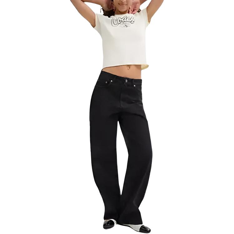 Lookbook (W) COACH 純色黑色牛仔褲附拉鍊與按鈕細節 CW920-BLK