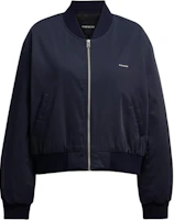 Order (W) コーチ 無地色 ジッパー付きボンバージャケット 野球襟付き. CBB71-NAV