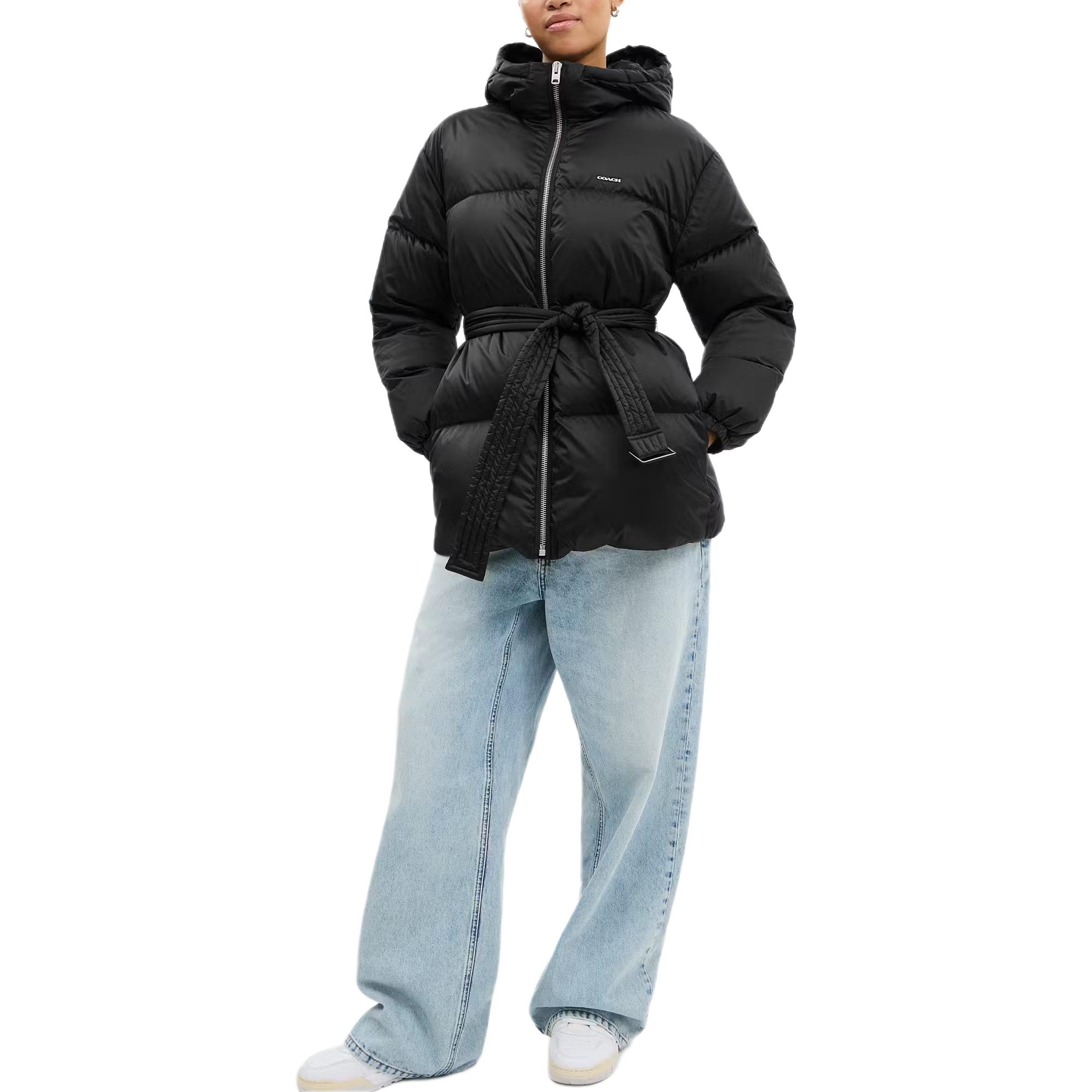 Lookbook (Women) COACH  Solid Color Hooded Down Jacket with Zipper Closure. CCA28