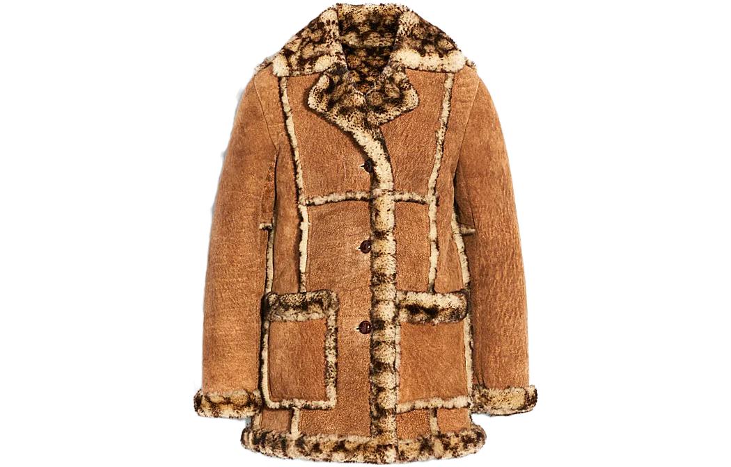 (Women) COACH  SS23 Patchwork Collared Single-Breasted Long Coat in Chestnut Brown C5479-CHT