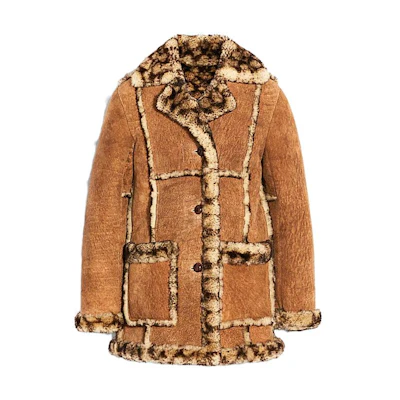 (Women) COACH SS23 Patchwork Collared Single-Breasted Long Coat in Chestnut Brown C5479-CHT