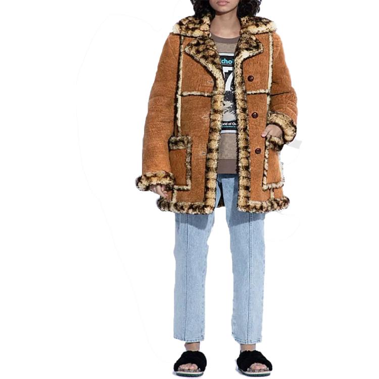 Lookbook (W) 蔻驰 SS23 样式拼布单排扣长款外套 栗棕色 C5479-CHT