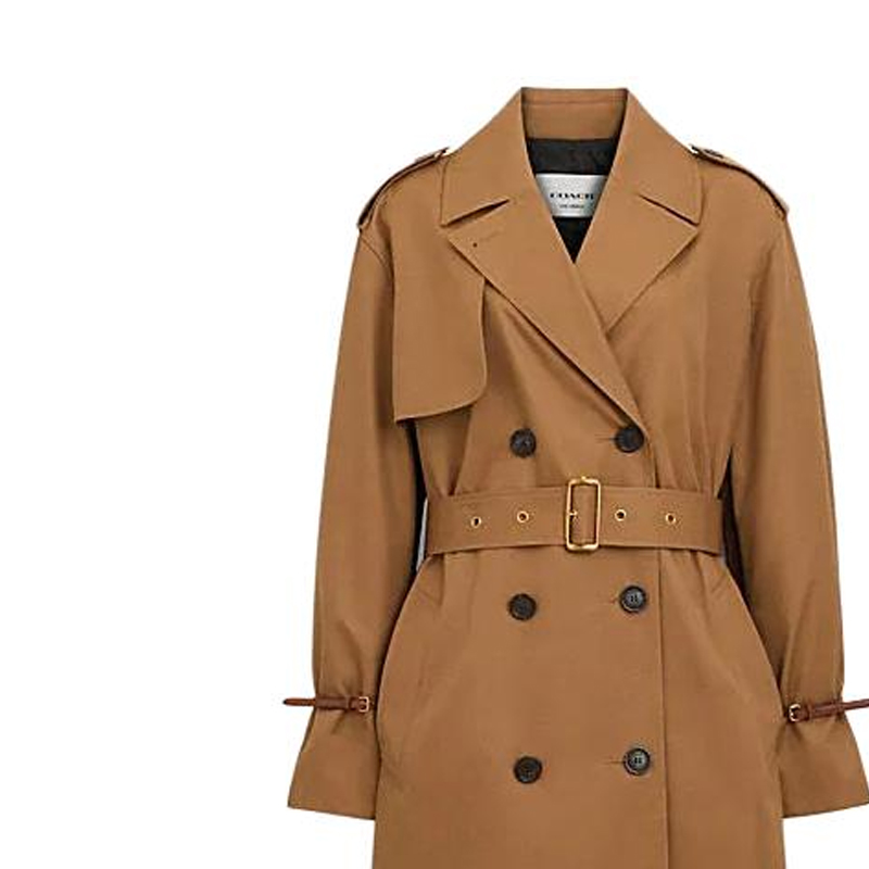 Purchase (Women) COACH  SS24 Double-Breasted Long Trench Coat in Dark Khaki. CR502-DKH