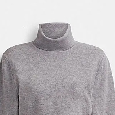 (W) COACH SS24 Sweater High Neck Solid Abu-Abu Ash. CQ223-LEB Details for (W) COACH SS24 Sweater High Neck Solid Abu-Abu Ash. CQ223-LEB