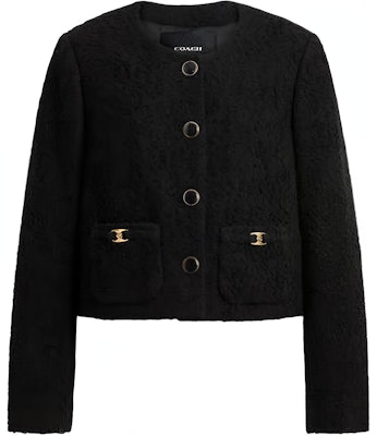 (W) COACH SS25 黑色短款长袖粗花呢外套 CZ726-BLK Order (W) COACH SS25 黑色短款长袖粗花呢外套 CZ726-BLK