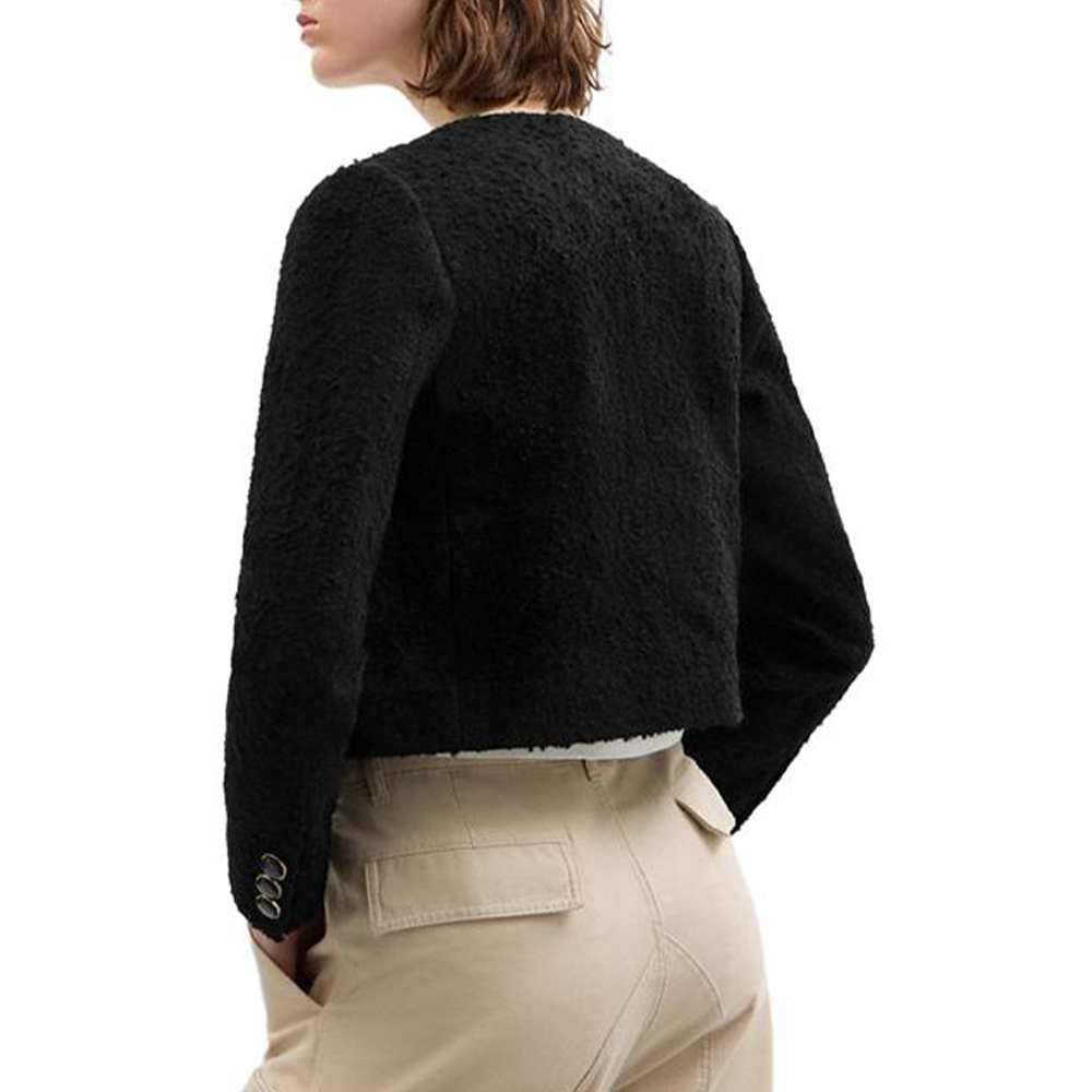 Shop (Women) COACH  SS25 Black Cropped Long-Sleeve Tweed Jacket CZ726-BLK