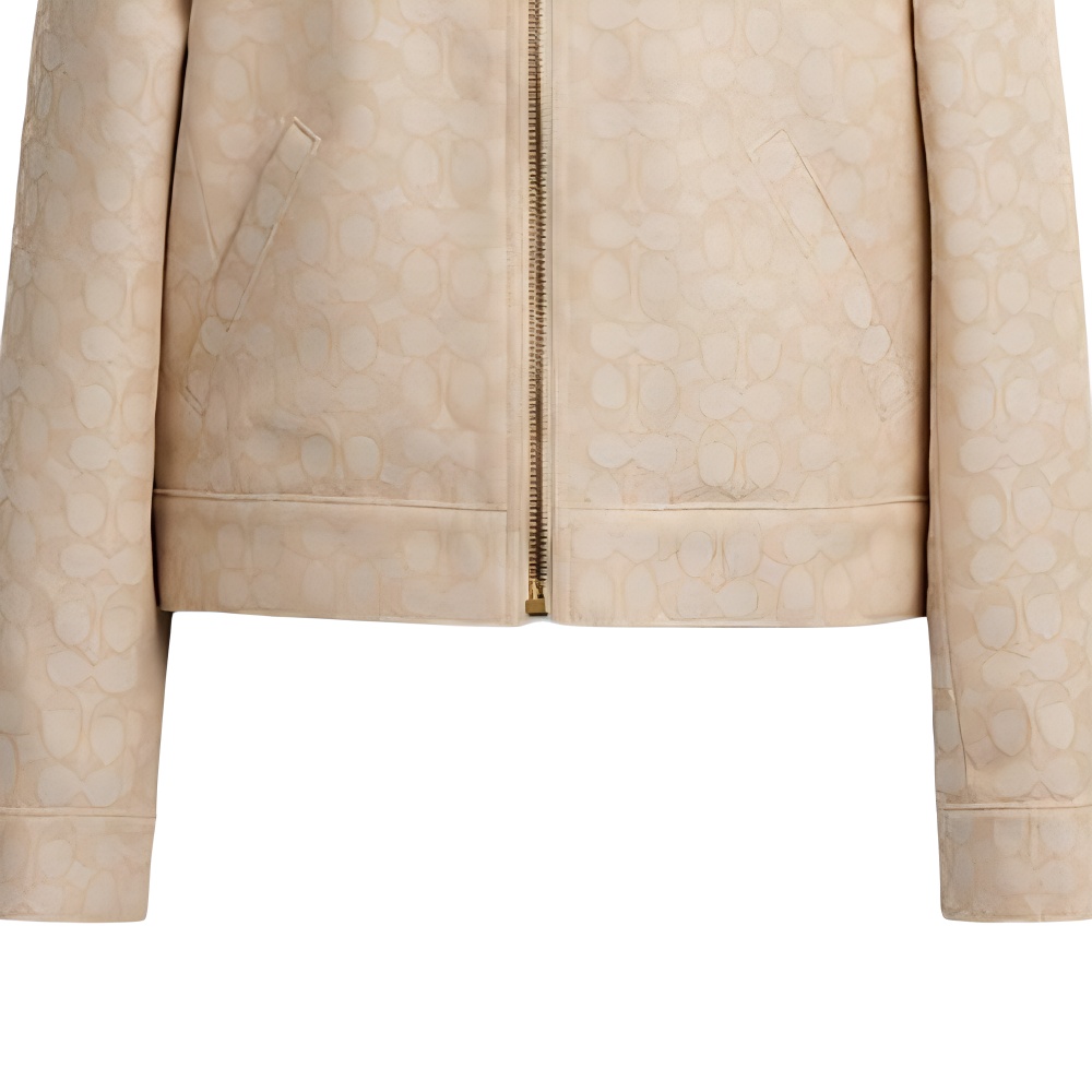 (Women) COACH  SS25 Printed Long Sleeve Jacket with Zipper Pocket in Light Khaki. CAG62-LKH 圖 6