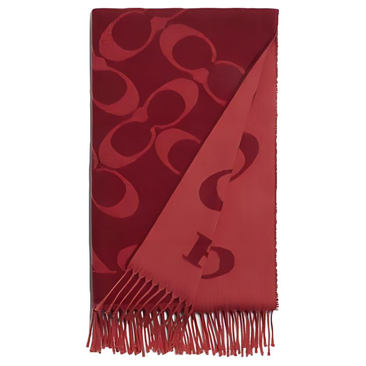(Women) COACH  Tassel Monogram Print Knit Scarf. CB684-F8Q