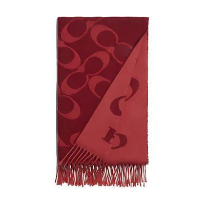 (Women) COACH Tassel Monogram Print Knit Scarf. CB684-F8Q