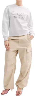 (Women) COACH White Crewneck Sweatshirt with Embroidered Script Logo. CAH59-WHT Lookbook (Women) COACH White Crewneck Sweatshirt with Embroidered Script Logo. CAH59-WHT