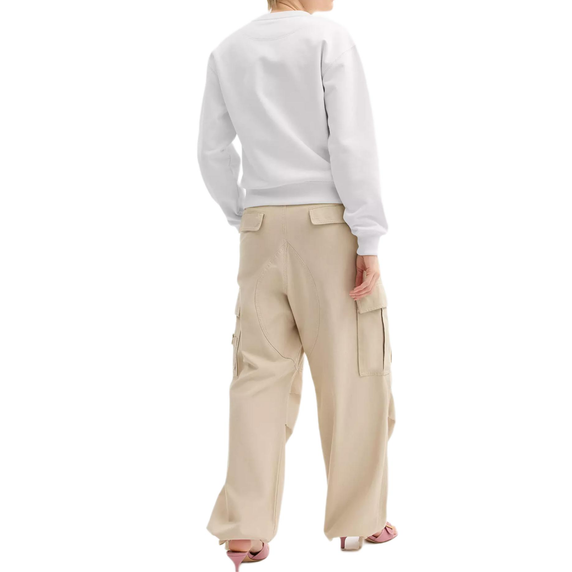 Shop (Women) COACH  White Crewneck Sweatshirt with Embroidered Script Logo. CAH59-WHT