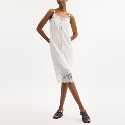 (W) COACH Gaun Putih Tanpa Lengan Corak Bunga renda CZ719-Y05 Lookbook (W) COACH Gaun Putih Tanpa Lengan Corak Bunga renda CZ719-Y05