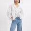 Lookbook (Women) COACH White Ruffle V-Neck Long Sleeve Cotton Shirt SS25 CAY68-WHT