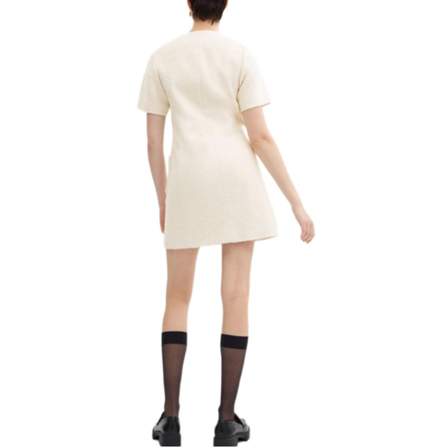 Shop (Women) COACH  White Short-Sleeve Button-Up Crewneck Dress CX324-CRM