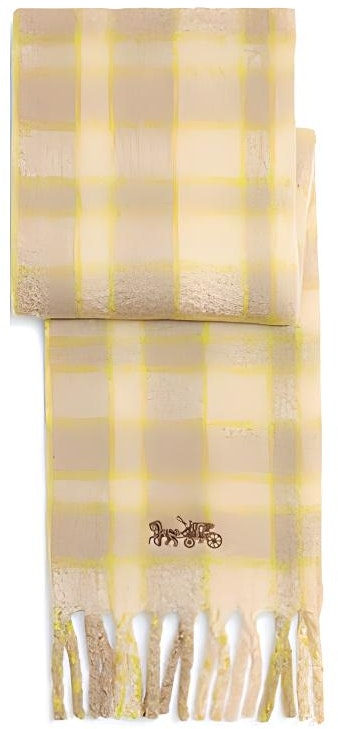 women-coach-yellow-plaid-pattern-wool-scarf-ck-713-ivo