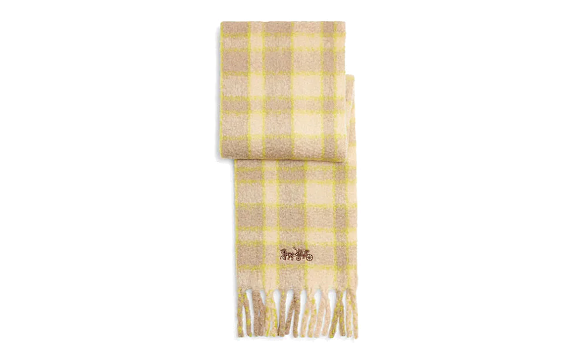 Order (W) 코치 옐로우 체크 패턴 울 스카프. CK713IVO