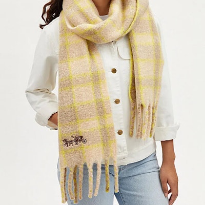 (W) 코치 옐로우 체크 패턴 울 스카프. CK713IVO Lookbook (W) 코치 옐로우 체크 패턴 울 스카프. CK713IVO