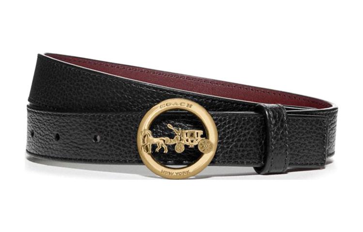 (Women) COACH Black Leather Belt 2.5cm Wide F78181-B4OVF