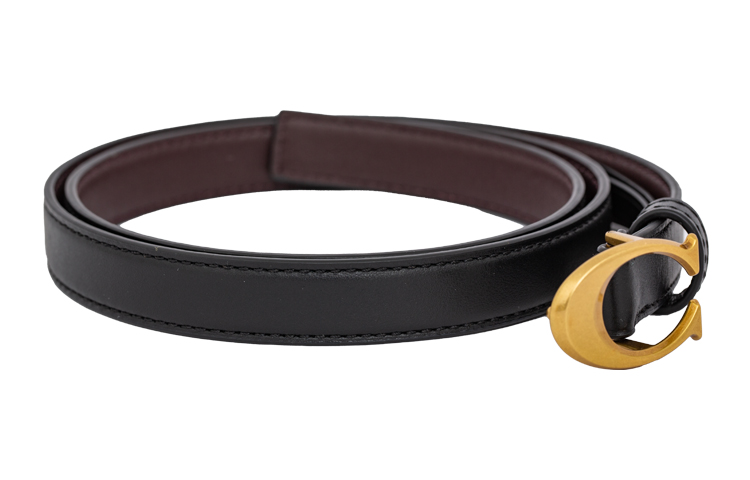 Lookbook (W) 코치 블랙 가죽 벨트 골드 버클 1.8cm 브라운 프린트 89352-B4C1A