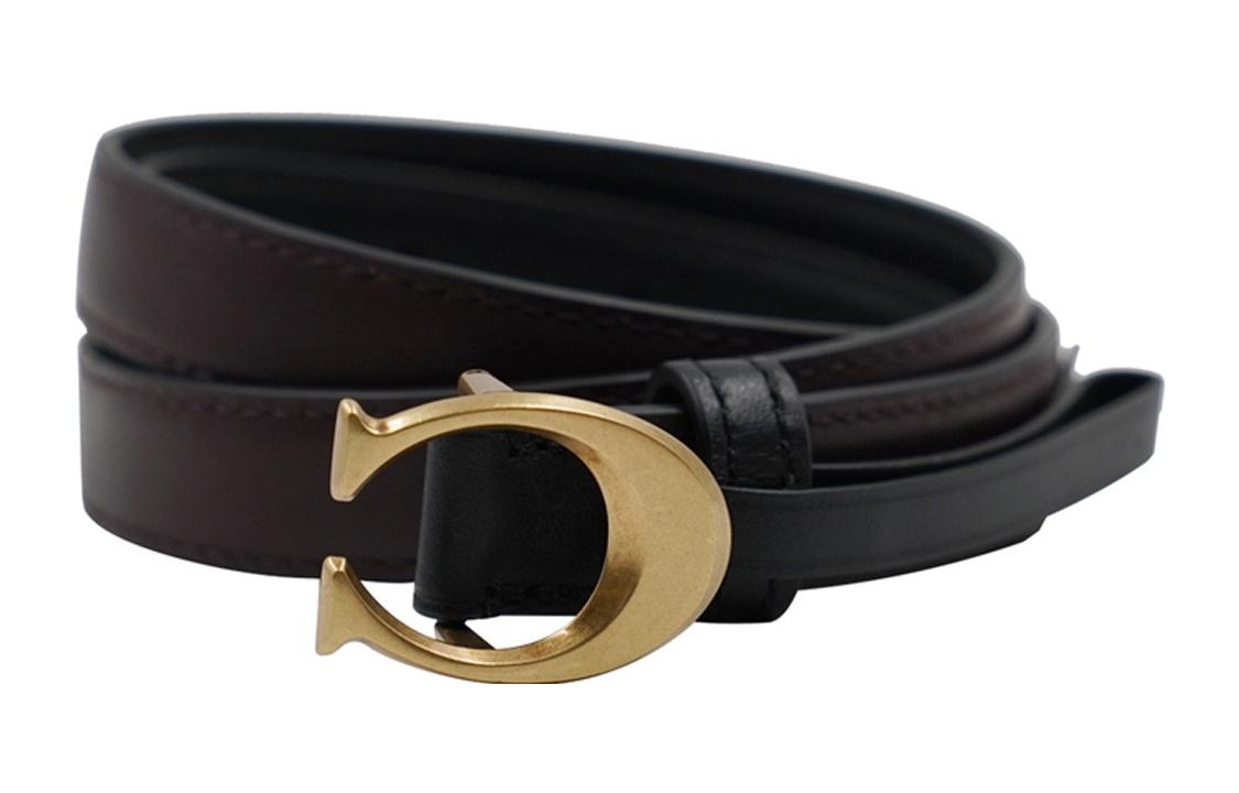 Shop (W) 코치 블랙 가죽 벨트 골드 버클 1.8cm 브라운 프린트 89352-B4C1A