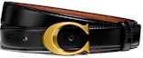 Buy (W) 코치 블랙 가죽 벨트 로고 버클, 2.5cm 폭. F83960