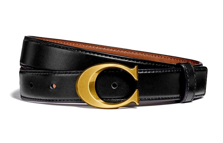 Order (W) 코치 블랙 가죽 벨트 로고 버클, 2.5cm 폭. F83960