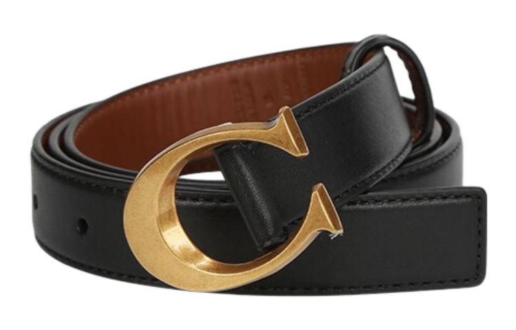 Shop (W) 코치 블랙 가죽 벨트 로고 버클, 2.5cm 폭. F83960