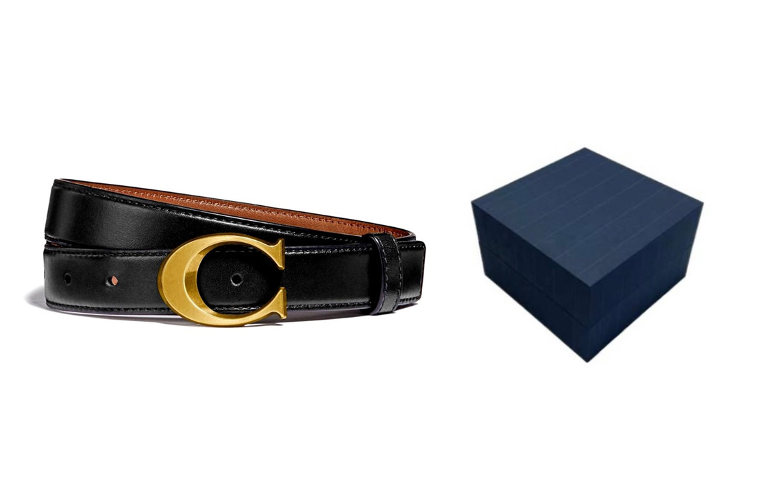 Purchase (W) 코치 블랙 가죽 벨트 로고 버클, 2.5cm 폭. F83960