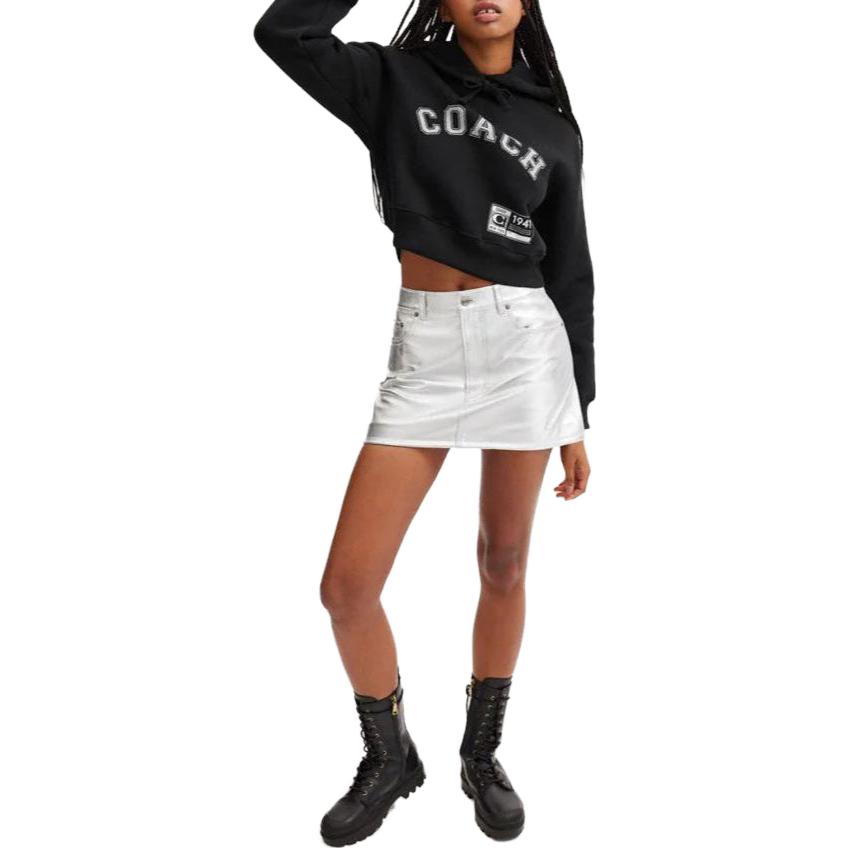 Lookbook (W) Sudadera Hoodie Corta Coach Negra con Logo Impreso CN697-BLK