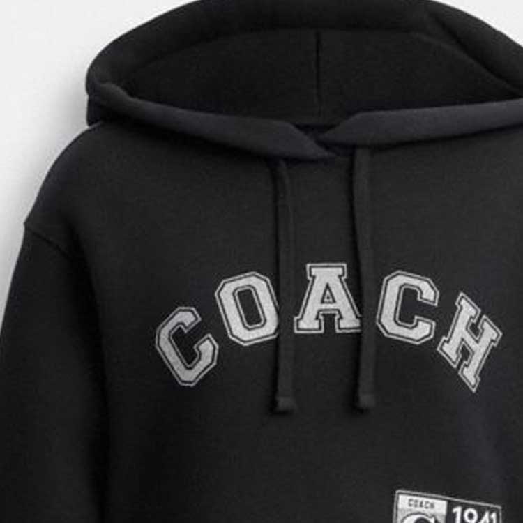 Details for (W) Sudadera Hoodie Corta Coach Negra con Logo Impreso CN697-BLK
