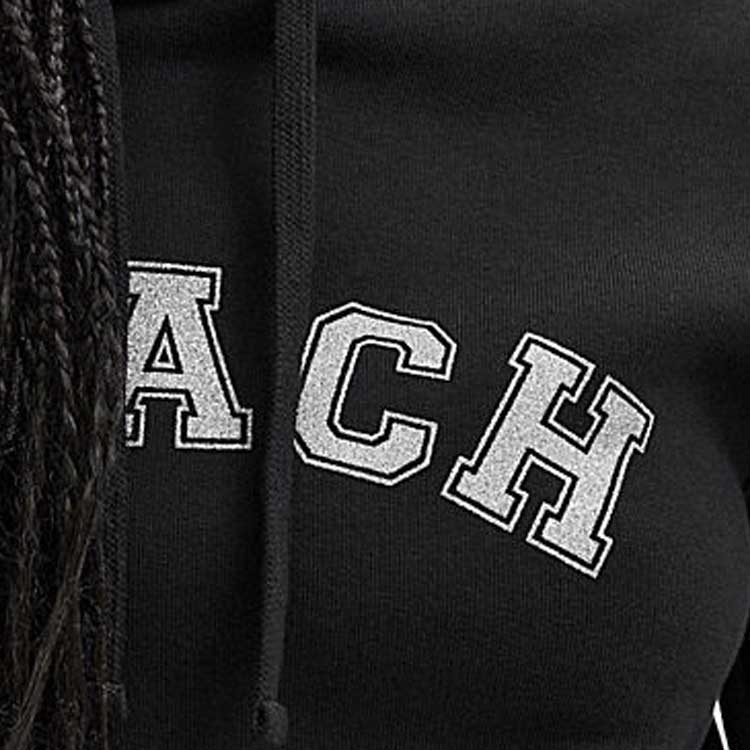 Sizing (W) Sudadera Hoodie Corta Coach Negra con Logo Impreso CN697-BLK