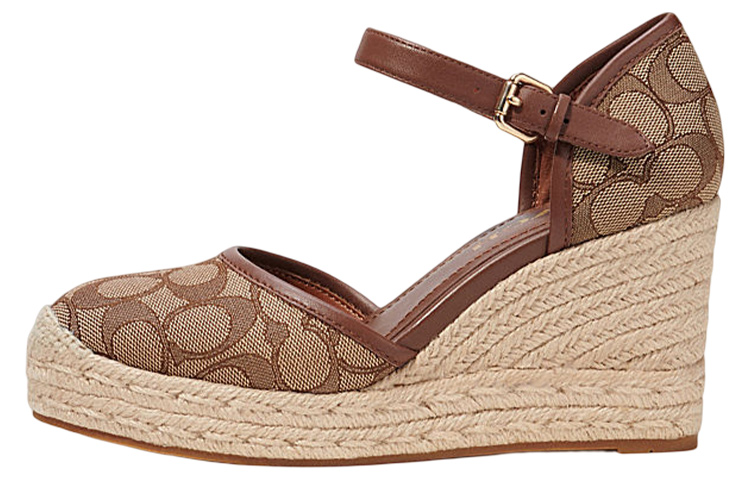 (Women) Coach Buckle Wedge High Heels 'Khaki' C8911_KHSD