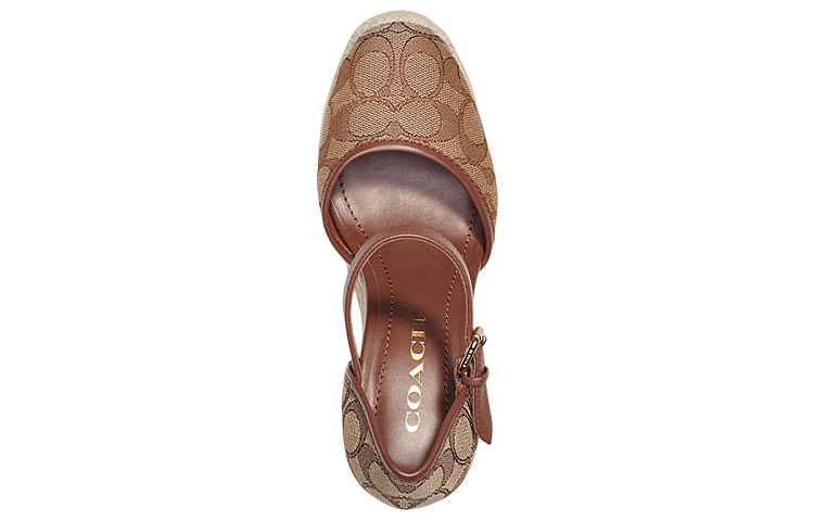 Lookbook (W) Kasut Tumit Tinggi 'Khaki' Coach dengan Gesper Wedge C8911_KHSD