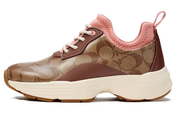 (Women) COACH C270 Low-Top Brown Casual Sneakers Canvas/Rubber/Leather. C5774-KHSD