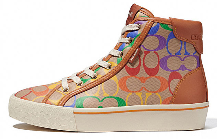 (W) Coach Canvas High-Top Sneaker 'Brown'