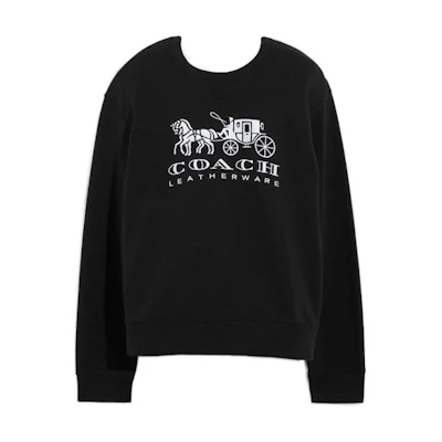 (Women) Coach Casual Graphic Print Crewneck Pullover Sweatshirt C9116-BLK