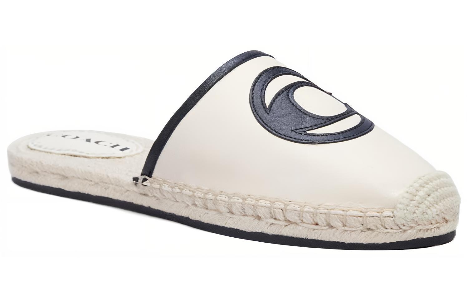 Order (W) 蔻驰 Channing 白色皮革平底穆勒鞋 C4337_CHK