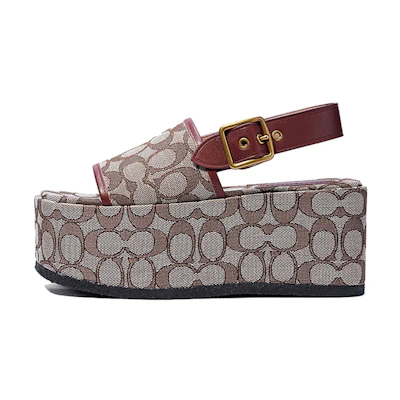 (W) Coach Chunky Heel Sandals 'Brown'