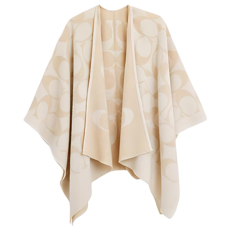 Order (Women) COACH Classic Double C Logo Wool Nylon Shawl for Women - Chalk White. CU811-CHK