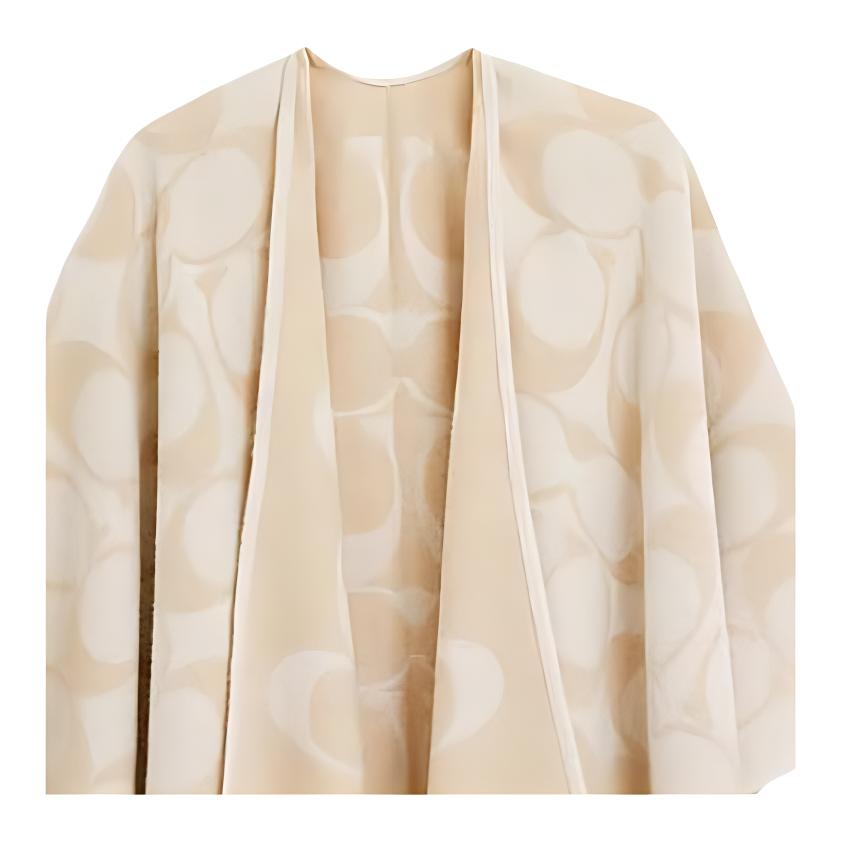 Shop (Women) COACH Classic Double C Logo Wool Nylon Shawl for Women - Chalk White. CU811-CHK