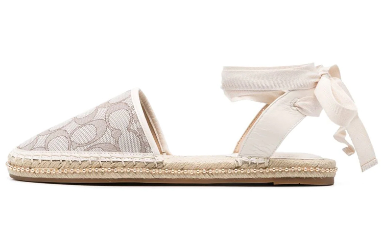 (W) Coach Classic Print Ankle Wrap Espadrille 'Beige'