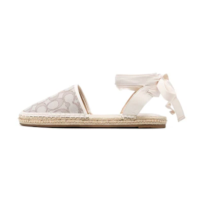 (W) Coach Classic Print Ankle Wrap Espadrille 'Beige'