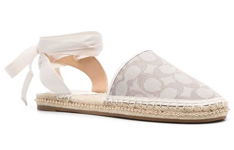 (W) Coach Classic Print Ankle Wrap Espadrille 'Beige' 圖 2